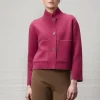 Vest double face roze bruin kort boxy model reversible | DELSCHER. Fashion
