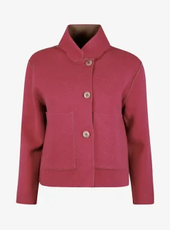 Vest double face roze bruin kort boxy model reversible | DELSCHER. Fashion
