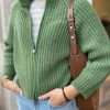 Vest fallou zip cashmere groen | DELSCHER. Fashion