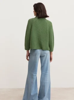 Vest fallou zip cashmere groen | DELSCHER. Fashion
