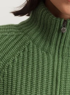 Vest fallou zip cashmere groen | DELSCHER. Fashion