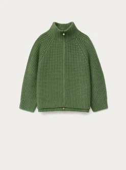 Vest fallou zip cashmere groen | DELSCHER. Fashion