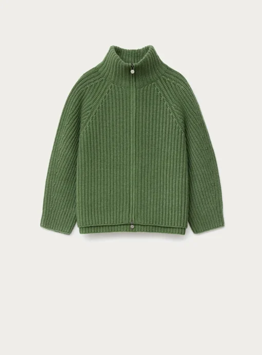 Vest fallou zip cashmere groen | DELSCHER. Fashion