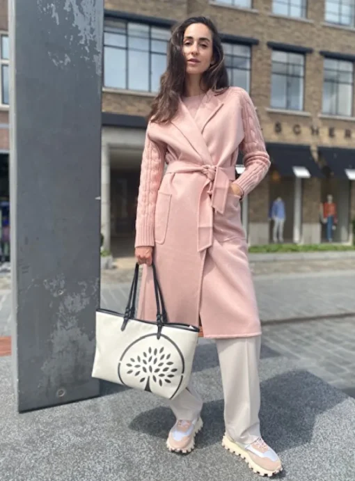 Vest jas Hello lang wol poederroze | DELSCHER. Fashion