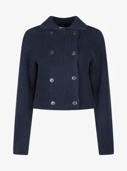 Vest knitted marine double breasted | DELSCHER. Fashion