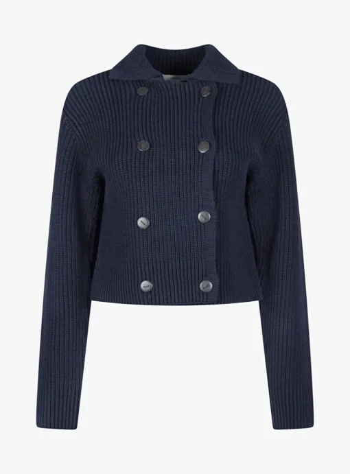 Vest knitted marine double breasted | DELSCHER. Fashion