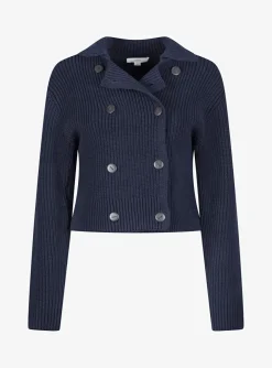 Vest knitted marine double breasted | DELSCHER. Fashion