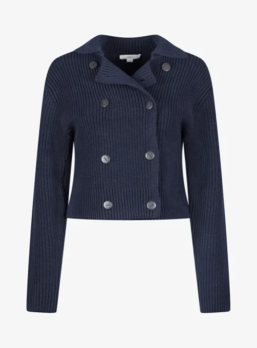Vest knitted marine double breasted | DELSCHER. Fashion