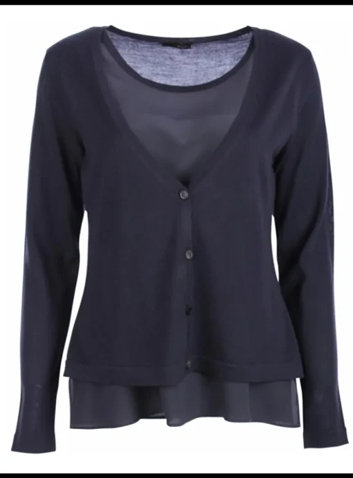 vest met zijde top marine | DELSCHER. Fashion