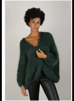Vest mohair bottle groen | DELSCHER. Fashion