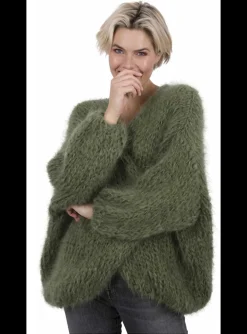 Vest mohair khaki groen | DELSCHER. Fashion