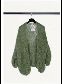 Vest mohair khaki groen | DELSCHER. Fashion