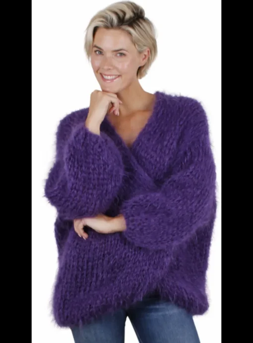 Vest mohair paars | DELSCHER. Fashion