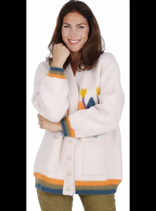 Vest multiprint kiezelbeige | DELSCHER. Fashion