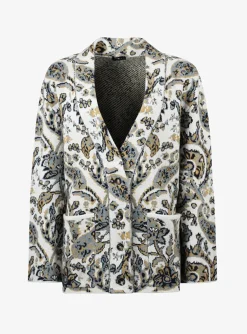 Vest offwhite blauw dessin | DELSCHER. Fashion