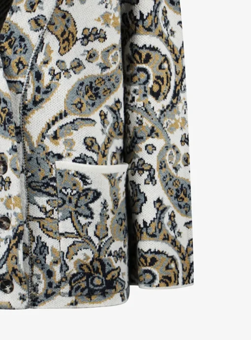 Vest offwhite blauw dessin | DELSCHER. Fashion