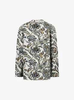 Vest offwhite blauw dessin | DELSCHER. Fashion
