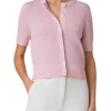 Vest roze wit korte mouw | DELSCHER. Fashion