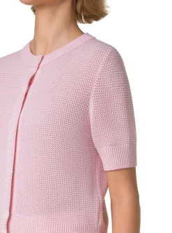 Vest roze wit korte mouw | DELSCHER. Fashion