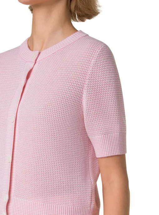 Vest roze wit korte mouw | DELSCHER. Fashion