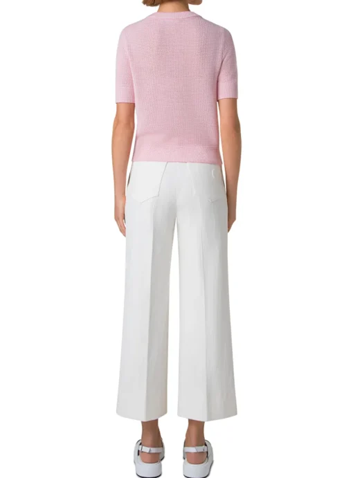 Vest roze wit korte mouw | DELSCHER. Fashion