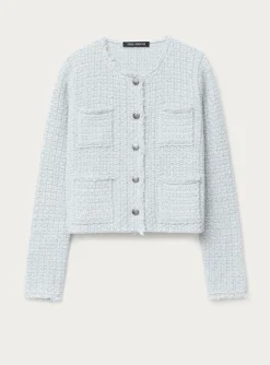 Vest WIND cashmere structuur gebreid ijsblauw | DELSCHER. Fashion