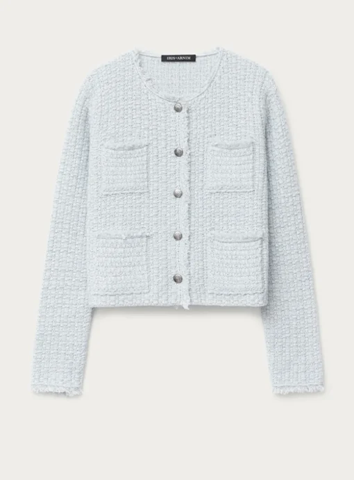 Vest WIND cashmere structuur gebreid ijsblauw | DELSCHER. Fashion