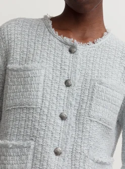 Vest WIND cashmere structuur gebreid ijsblauw | DELSCHER. Fashion