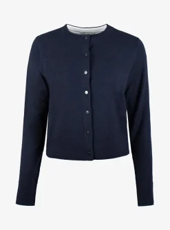 Vest wol marine met knoopsluiting | DELSCHER. Fashion