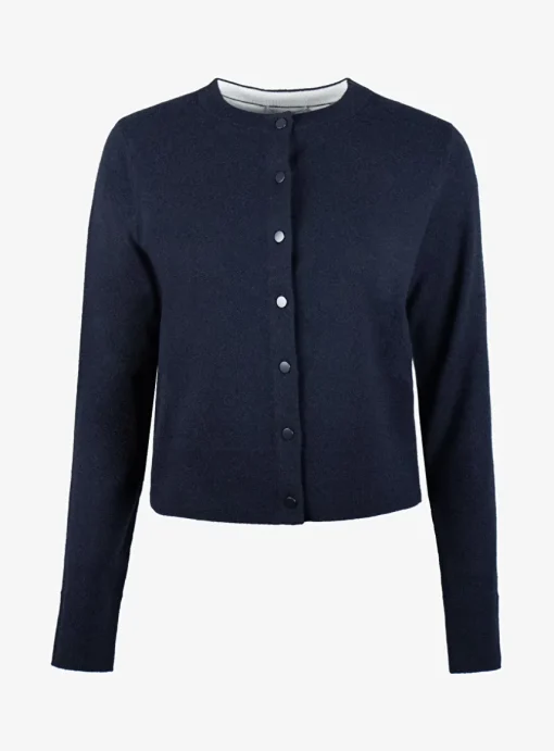 Vest wol marine met knoopsluiting | DELSCHER. Fashion