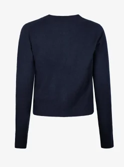 Vest wol marine met knoopsluiting | DELSCHER. Fashion
