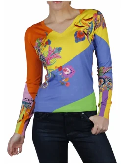 V-hals pull met print | DELSCHER. Fashion