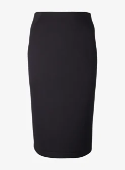 Vrai kokerrok scuba met structuur zwart | DELSCHER. Fashion