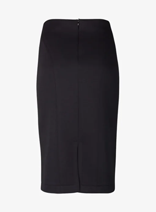 Vrai kokerrok scuba met structuur zwart | DELSCHER. Fashion