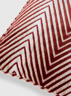 Ziggy kussen rood beige zigzag | DELSCHER. Fashion