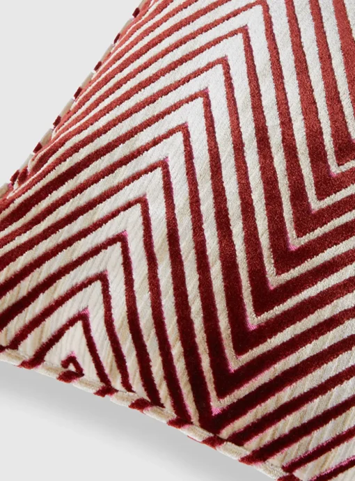 Ziggy kussen rood beige zigzag | DELSCHER. Fashion