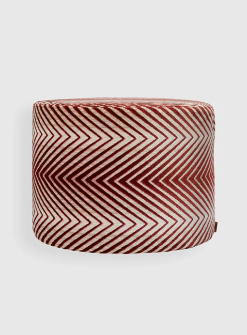 Ziggy poef rood beige zigzag | DELSCHER. Fashion